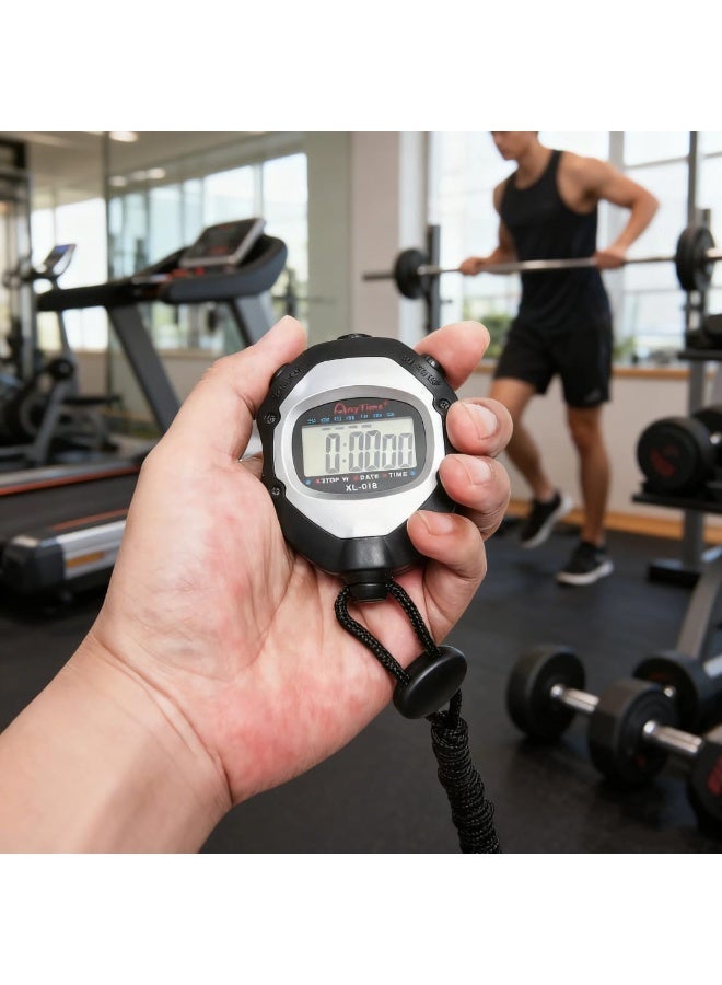 ساعة إيقاف رياضية رقمية مع شاشة LCD كبيرة، مقاومة للصدمات، مزودة ومنبه وتقويم - مثالية للمدربين، الحكام، والتمارين الرياضية - Image 4